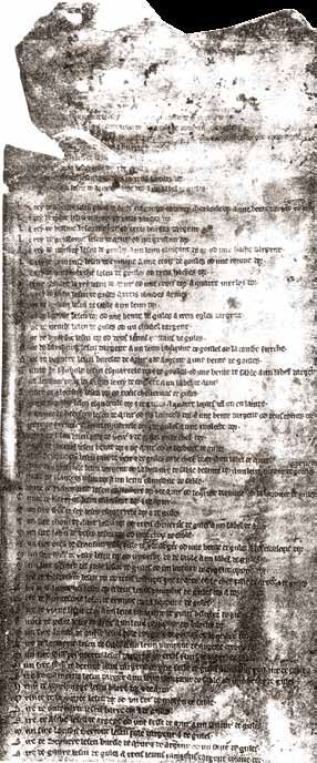 Илл. 2. Блазонный список одного из старейших гербовников, Свитка Кэмдена. 15-я строка – блазон короля Армении